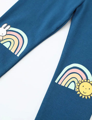 طماق مطبوعة بألوان قوس قزح أرنب لطيف